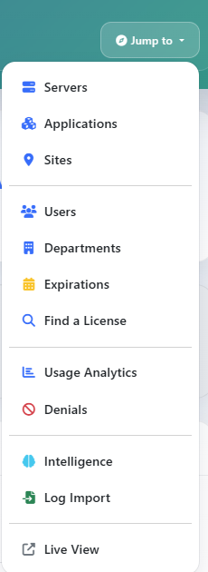 LiMon frontend Jump Menu with common page shortcuts